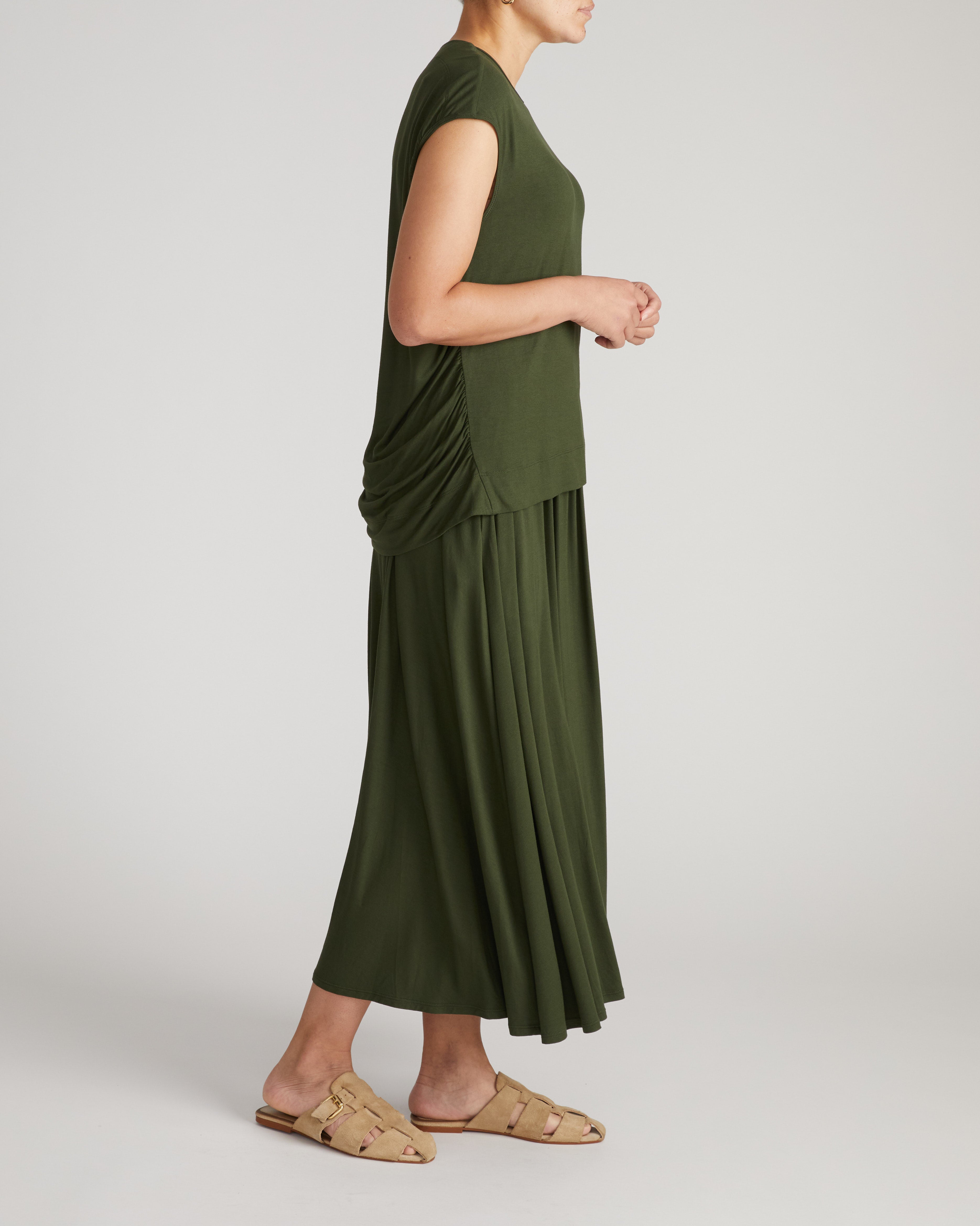 Alida Draped Liquid Jersey Top - Coratina Green