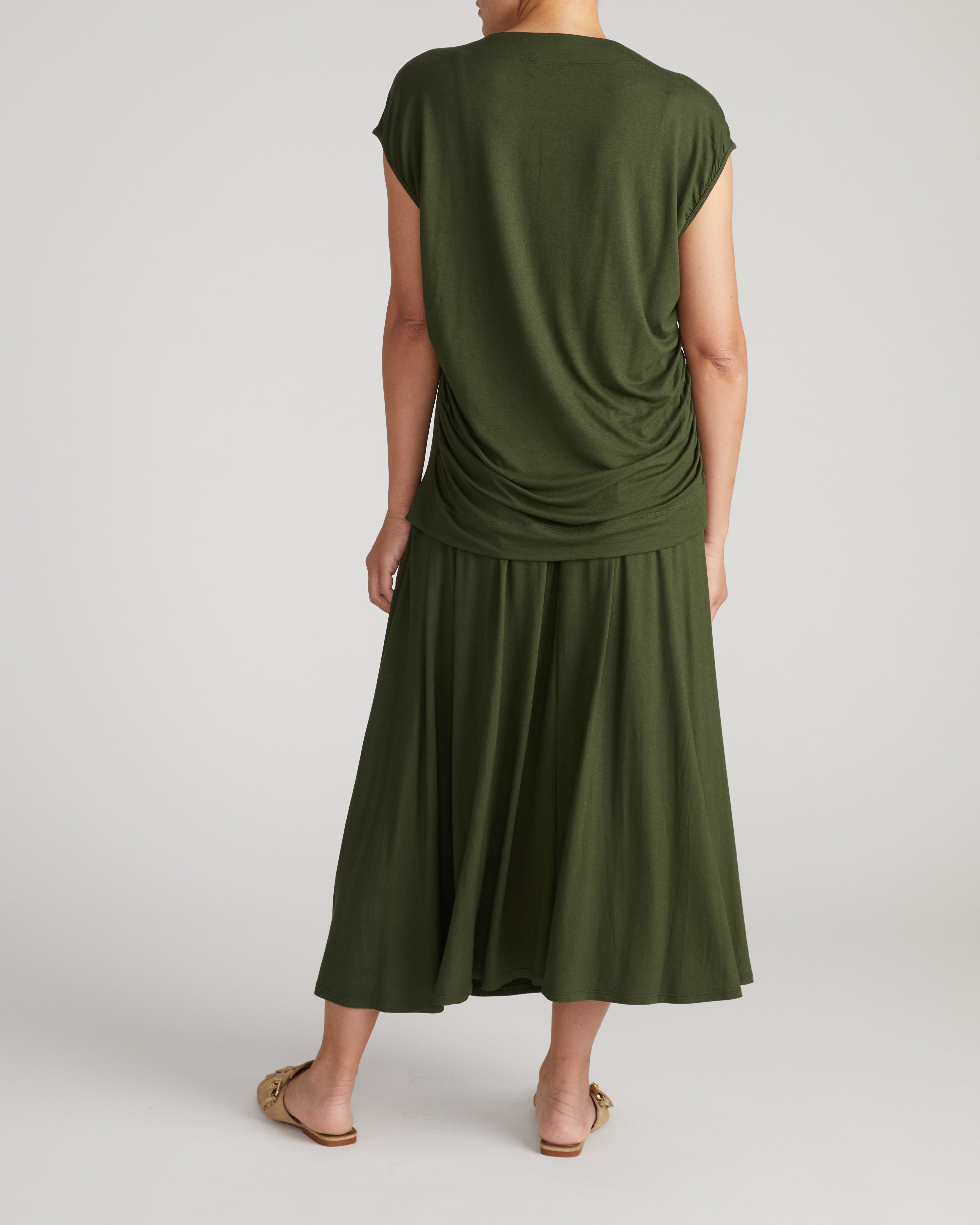 Alida Draped Liquid Jersey Top - Coratina Green