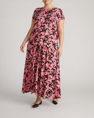Alida Draped Liquid Jersey Top - Pink Sgraffito Print