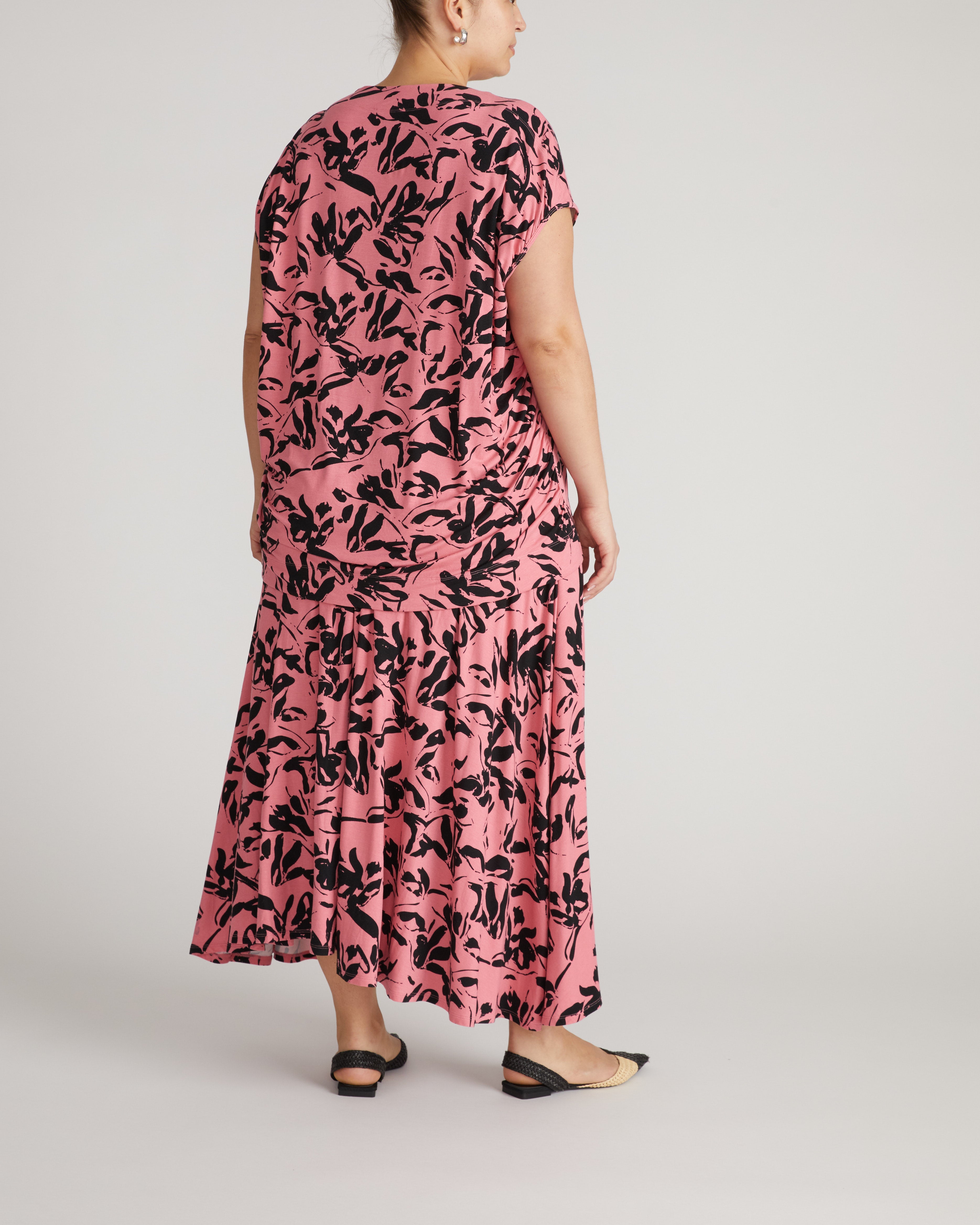 Alida Draped Liquid Jersey Top - Pink Sgraffito Print