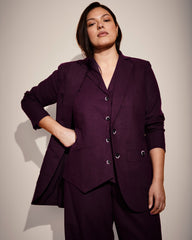 Coastal Linen Blend Blazer - Acai
