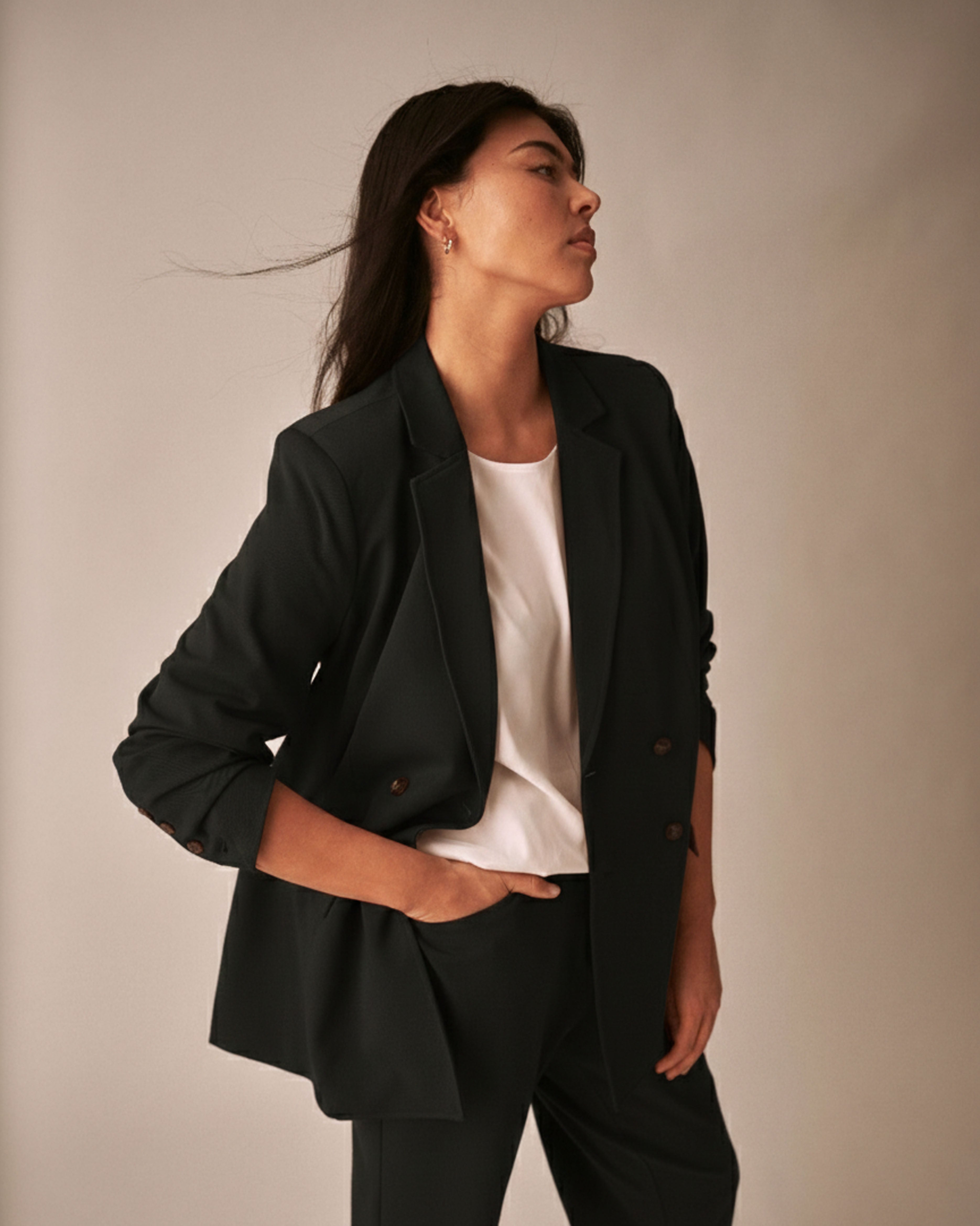 All Day Warren Double Breasted Blazer - Black