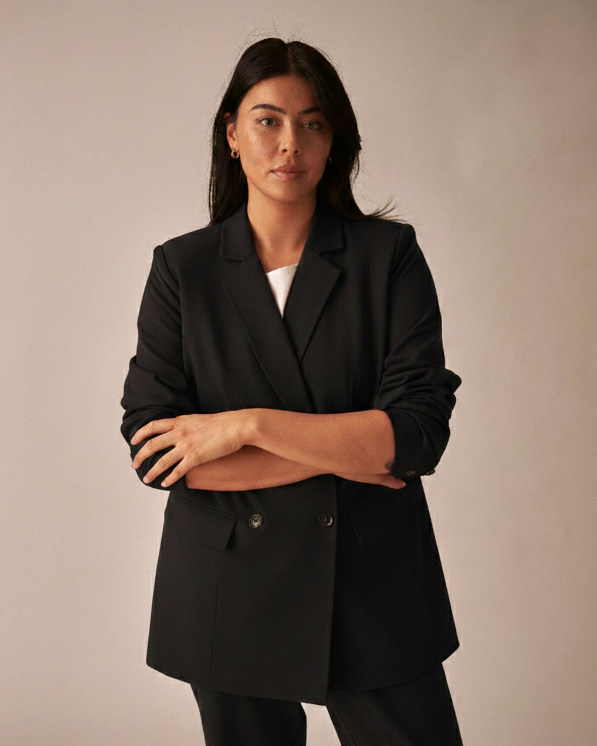 All Day Warren Double Breasted Blazer - Black