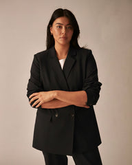 All Day Warren Double Breasted Blazer - Black